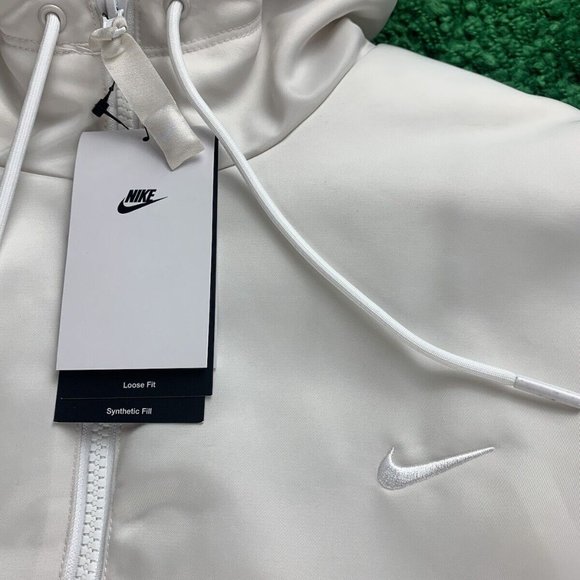 Nike Solo Swoosh Satin Anorak Jacket White Men’s size Large NEW DR0839-030 - Picture 3 of 10